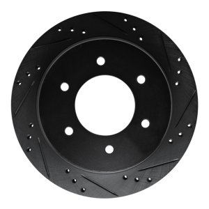 Mitsubishi Montero Brake Rotor (1) - Rear Right - R1 Concepts - Drilled & Slotted - Black - `15-`17